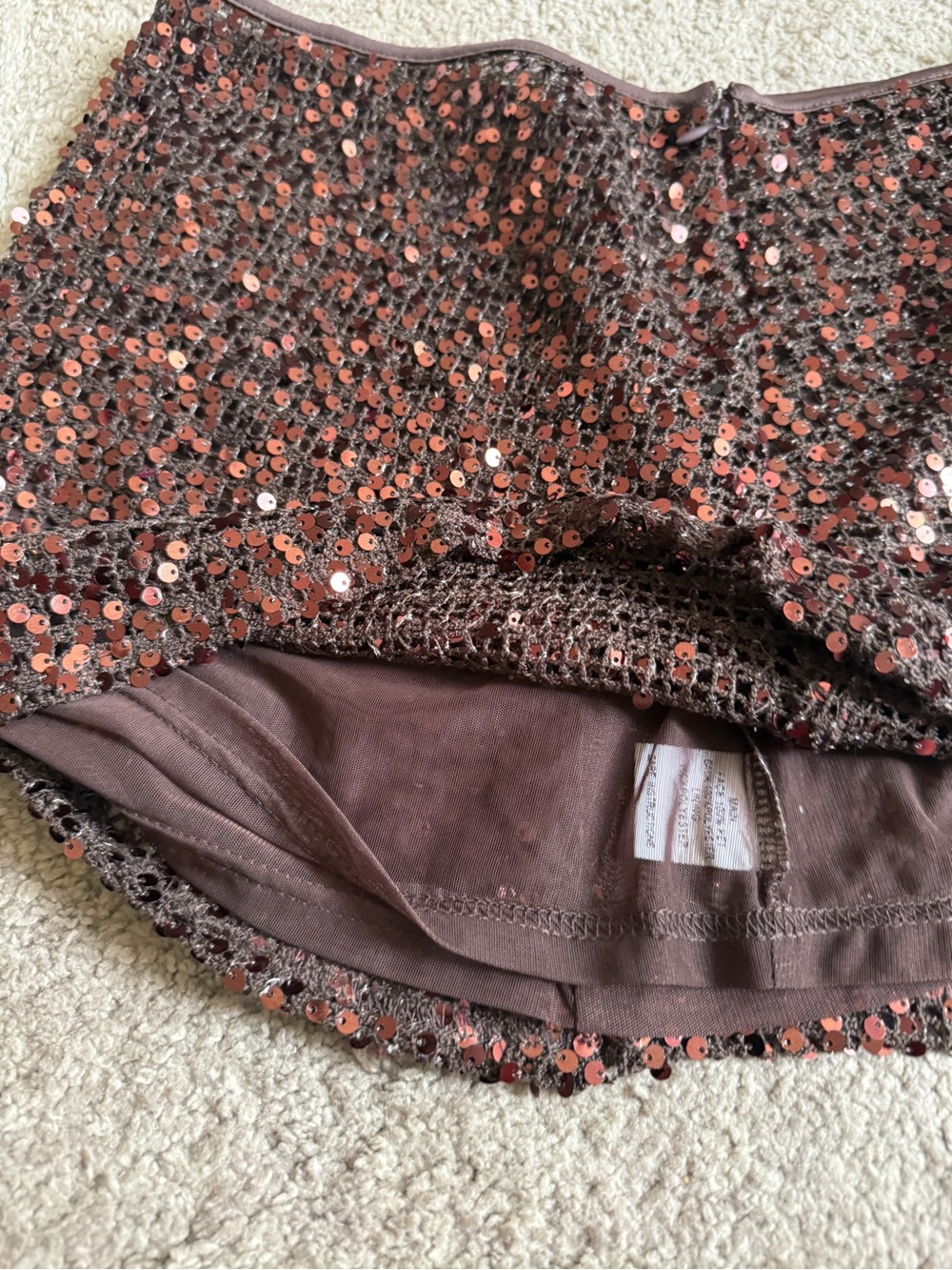 12th Tribe Copper Sequin Mini Skirt- Large - Picture 5 of 8